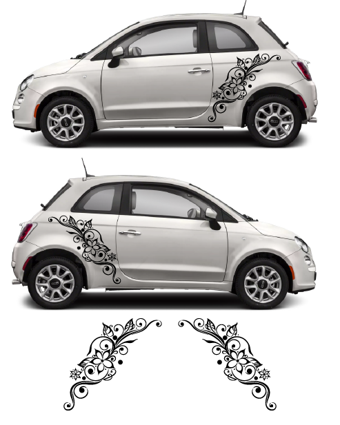 Fiat Side Sticker Kit - Floral Pattern
