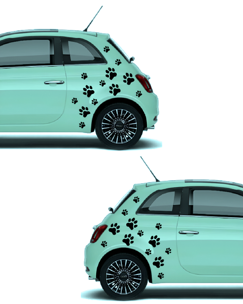 Fiat Side Sticker Kit - Dog/Puppy Paws