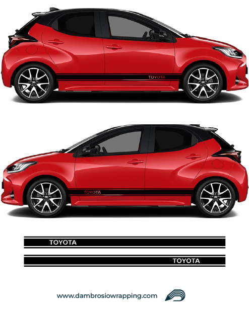 Kit of 2 Side Adhesive Strips with Logo for Toyota Yaris