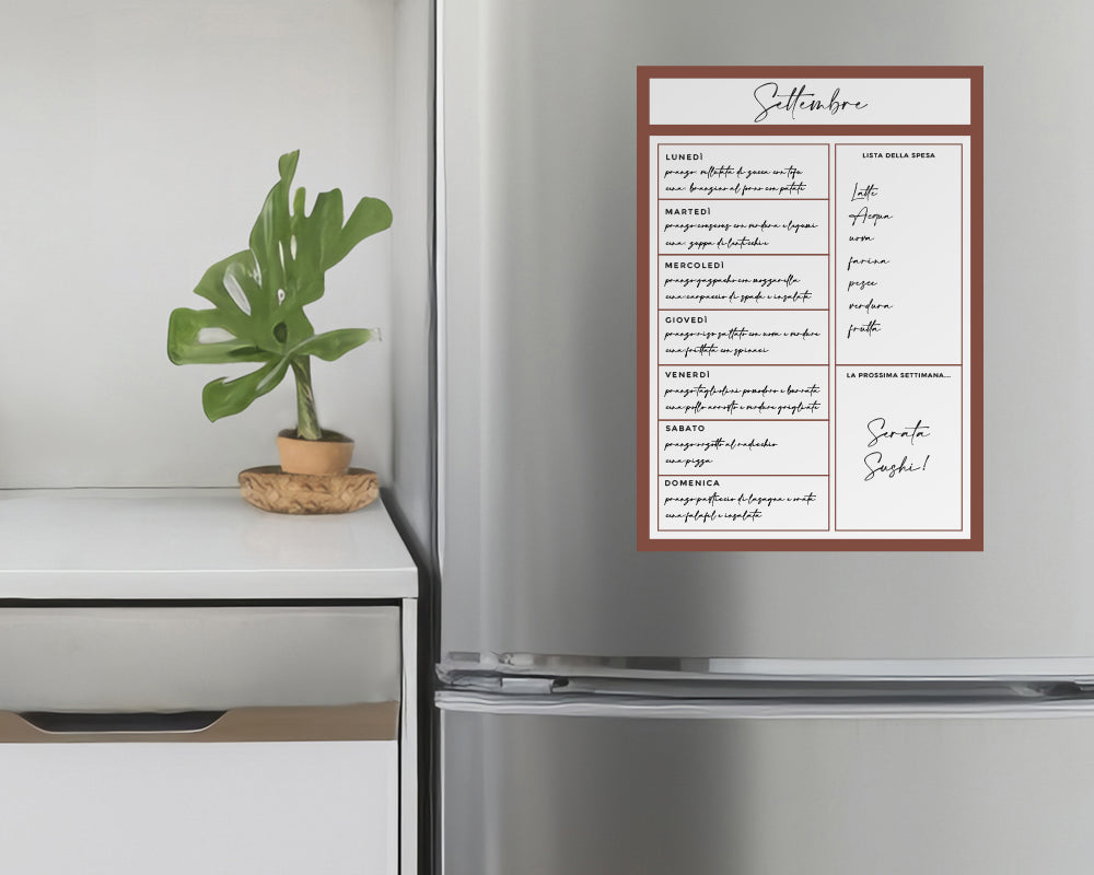 Rewritable/Repositionable Whiteboard - Weekly Planner - Choice of Colors