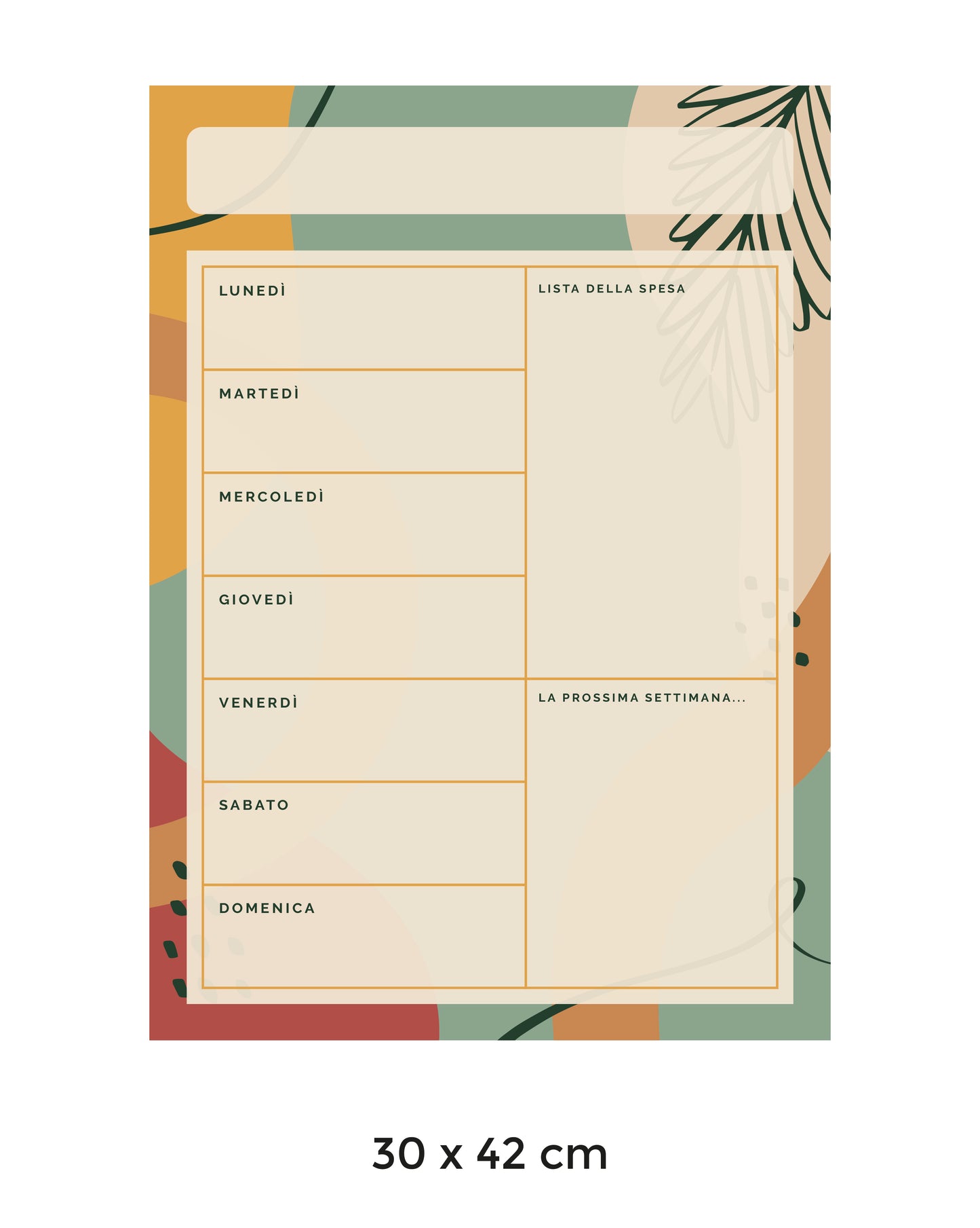 Rewritable/Repositionable Whiteboard - Weekly Planner - Warm Colors