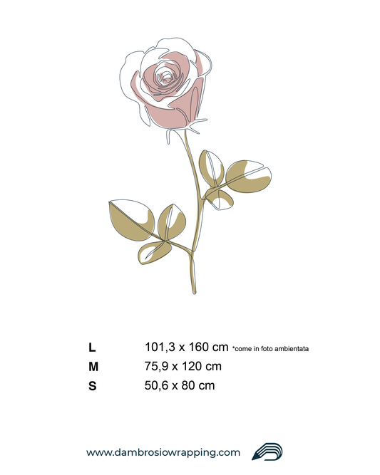 Wall Sticker - Single Rose with Stem