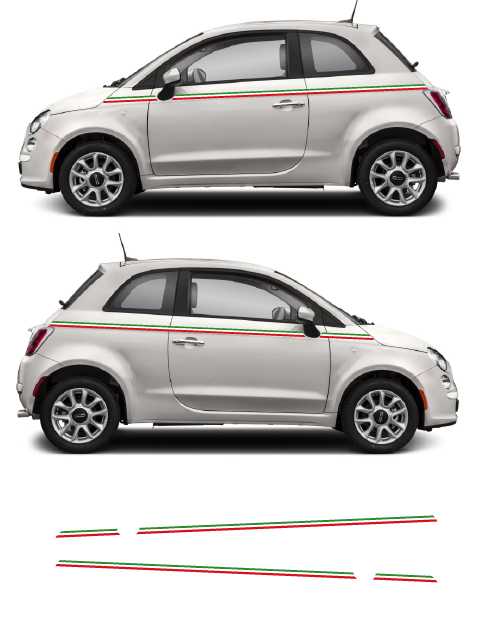 Fiat 500 Thin Italian Flag Side Stripes