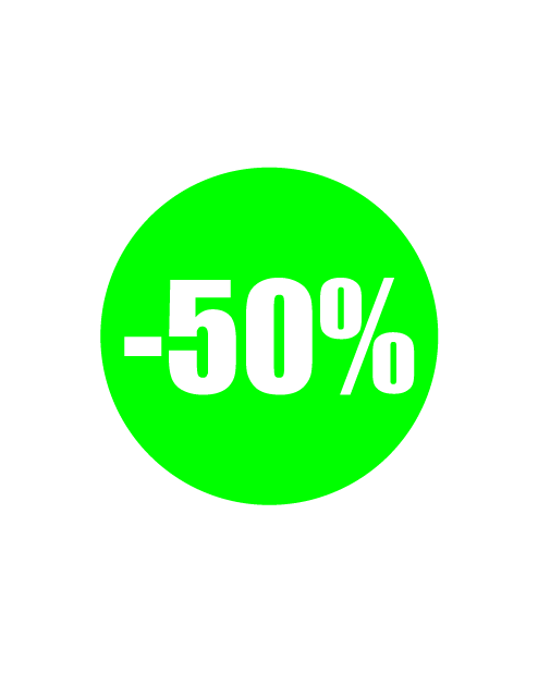 "-50%" Sale Sticker with Cut-Out Circle