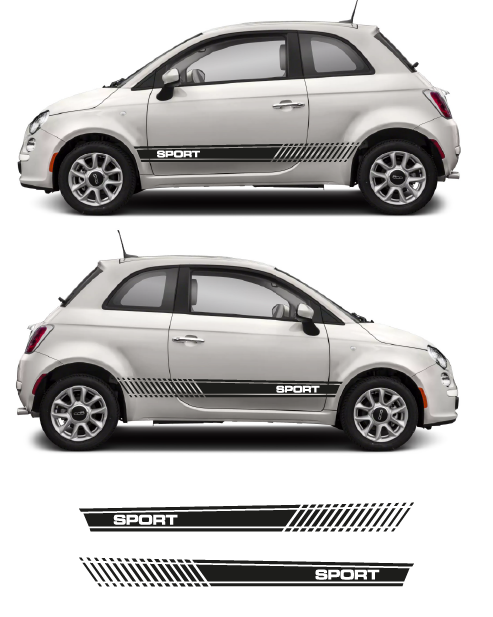Side bands with "Sport" writing Fiat 500