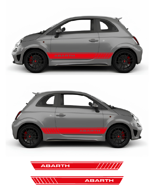 Sport Kit Side Adhesive Strips with Abarth Writing - Red