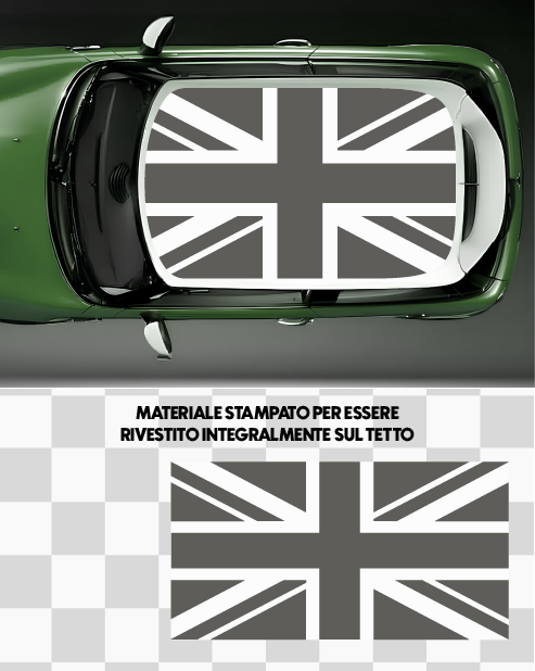 Mini Cooper Roof Sticker Kit - England Flag Grey/White