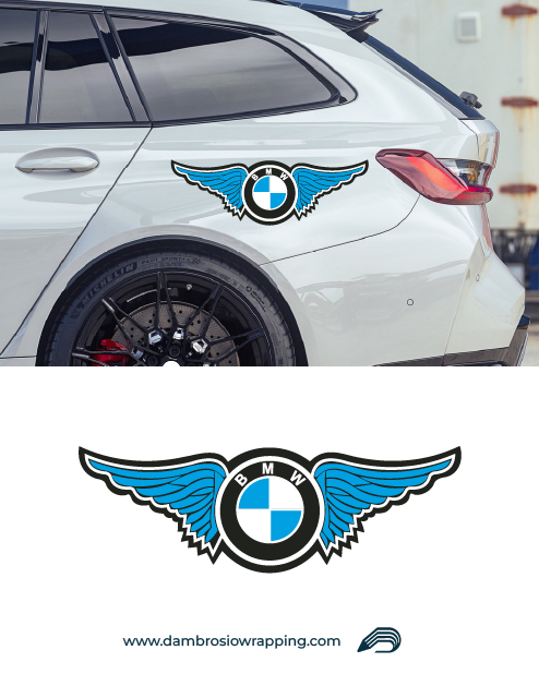 BMW Sticker with Blue Wings