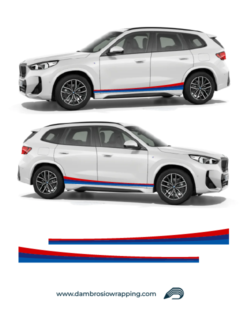 Side Skirt Adhesive Strips Kit for BMW X1 2022 - Red/Blue