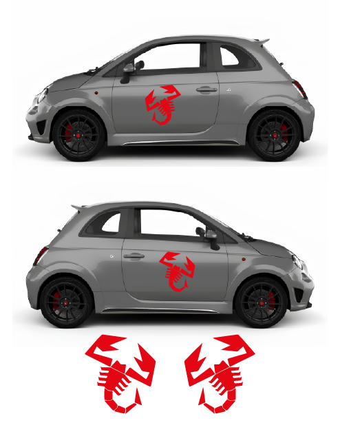 Red Scorpion Emblem Sticker for Abarth Side