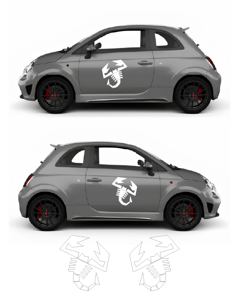 White Scorpion Emblem Sticker for Abarth Side