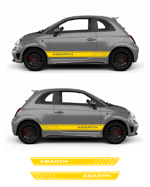 Sport Kit Side Adhesive Strips with Abarth Writing - Yellow