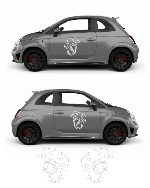 White Scorpion Emblem Sticker with Cut-Out for Abarth Side