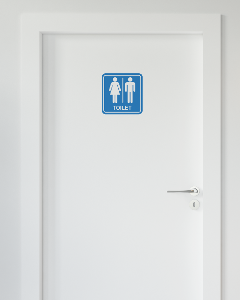 "Male / Female" Toilet Sticker Color Blue