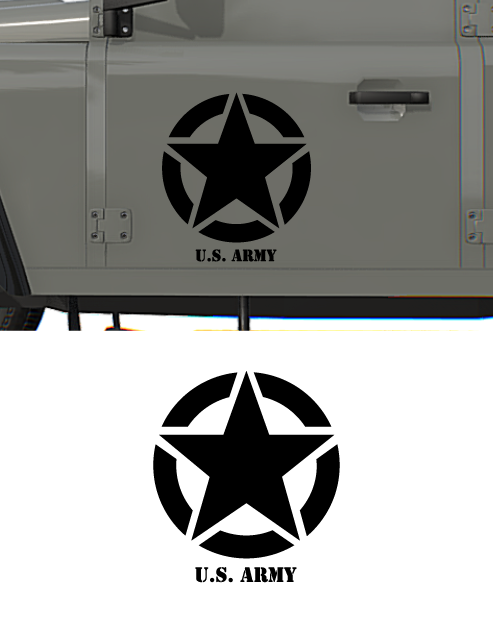Star Sticker with "US Army" writing for Jeep