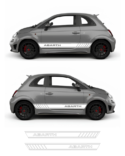 Sport Kit Side Adhesive Strips with Abarth Writing - White