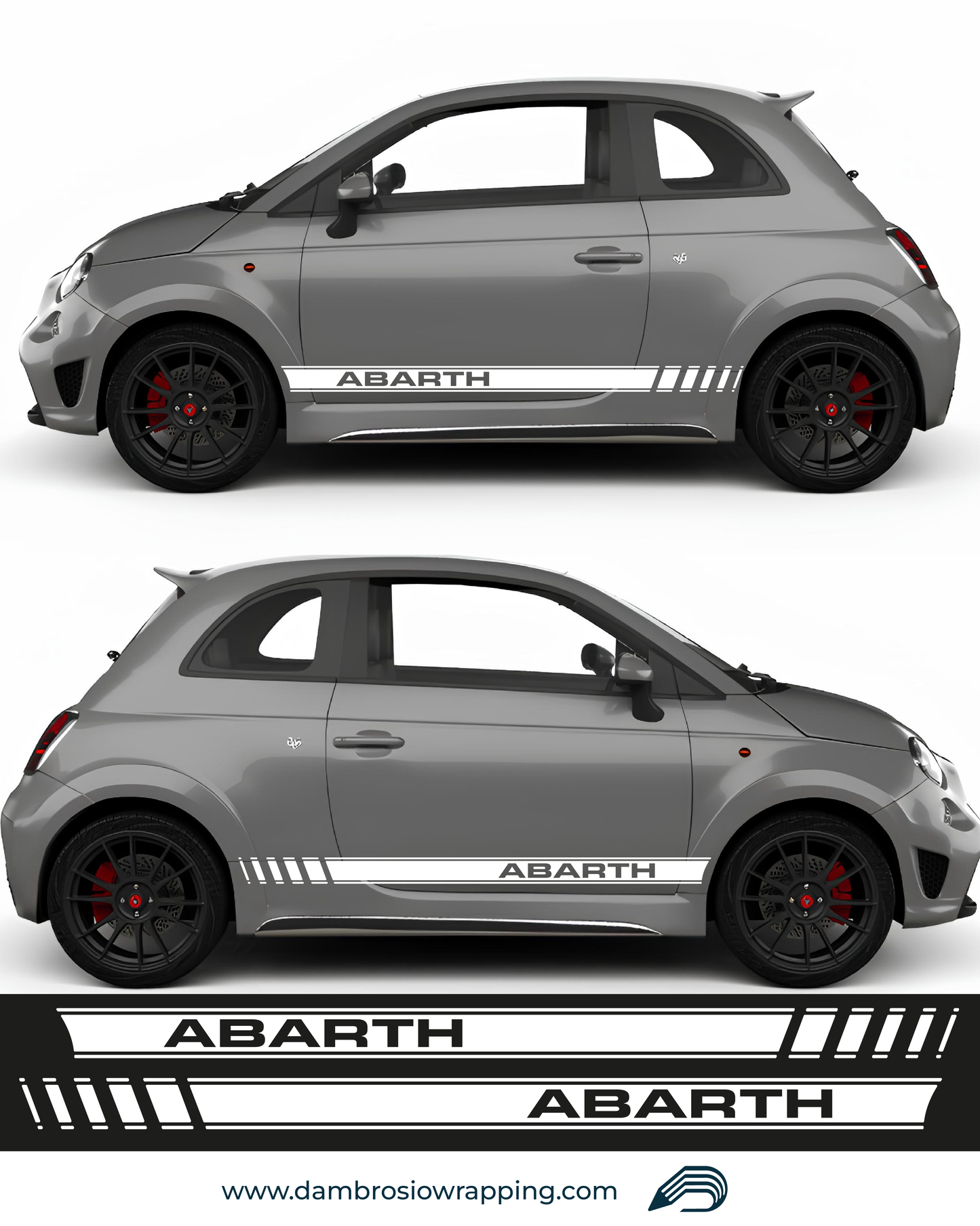 Sport Kit Side Adhesive Strips with Abarth 595 / 695 writing