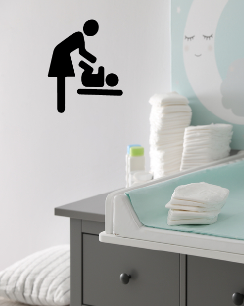 "Woman with Changing Table" Toilet Sticker