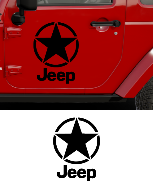 Star sticker with "Jeep" writing for Jeep