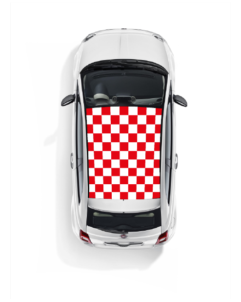 Fiat 500 Roof Sticker Kit - White/Red Checkerboard