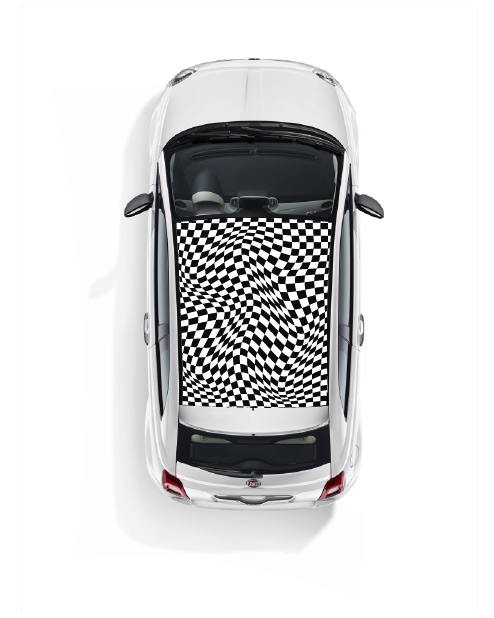 Fiat 500 Roof Sticker Kit - Cross-Eyed Black/White Checkerboard