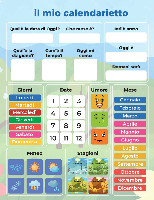 Rewritable/Repositionable Whiteboard - "My Little Calendar" Calendar