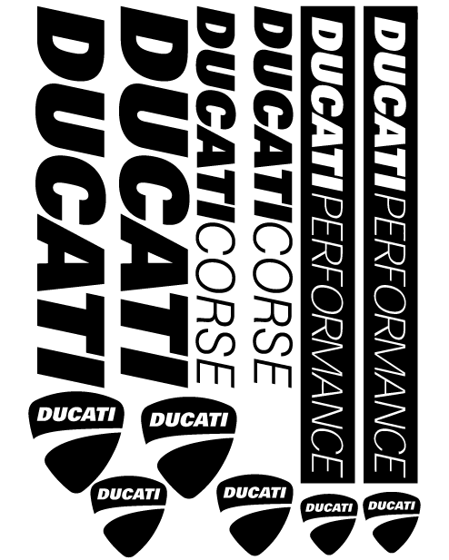 Ducati Sticker Kit Sheet 12 Black Color