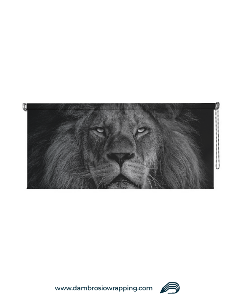 Blackout Roller Blind - Lion White/Black