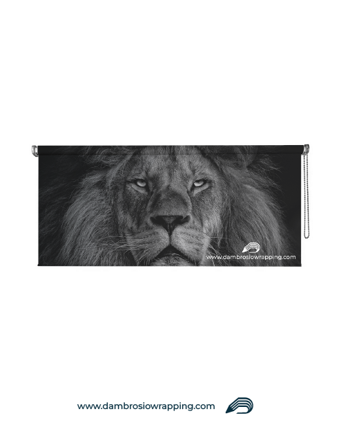Blackout Roller Blind - Lion White/Black