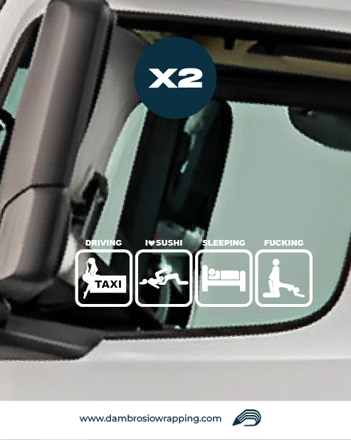 Truck Window Decal Kit - Driving, I Love Sushi, Sleeping, Fu**ing