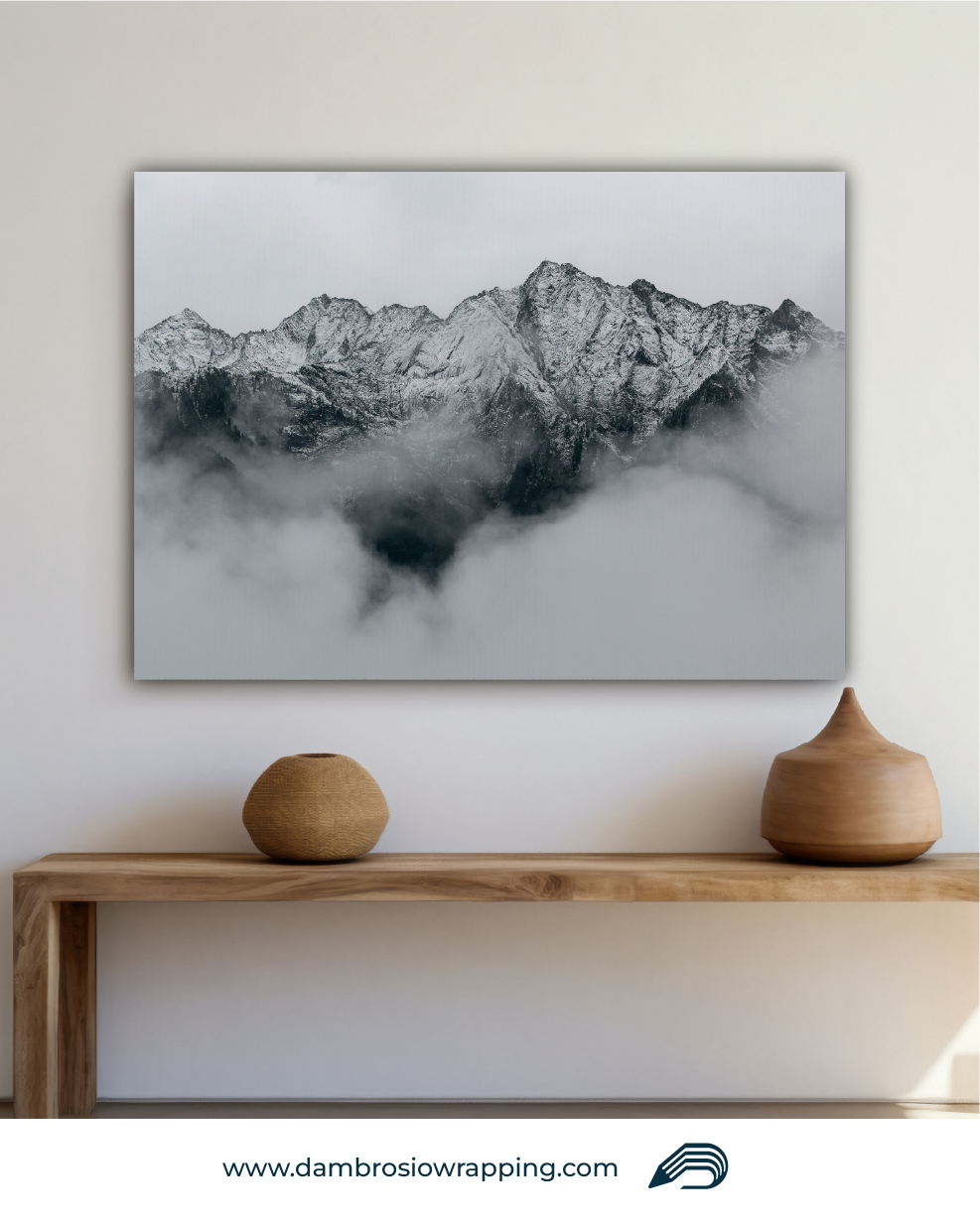 Tela / Quadro Montagna nella Nebbia