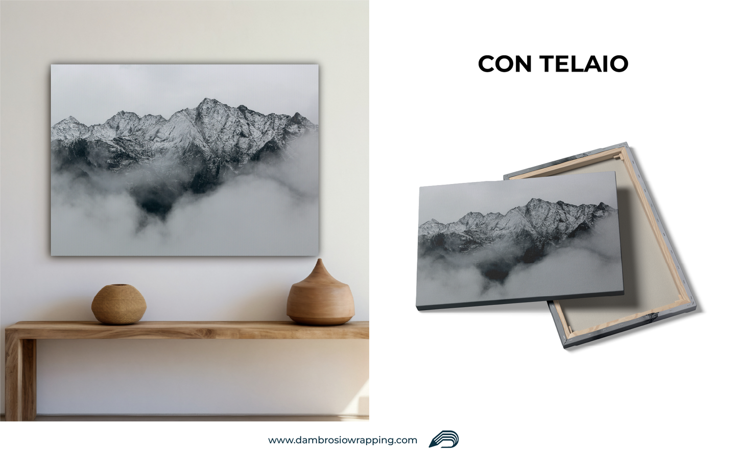 Tela / Quadro Montagna nella Nebbia