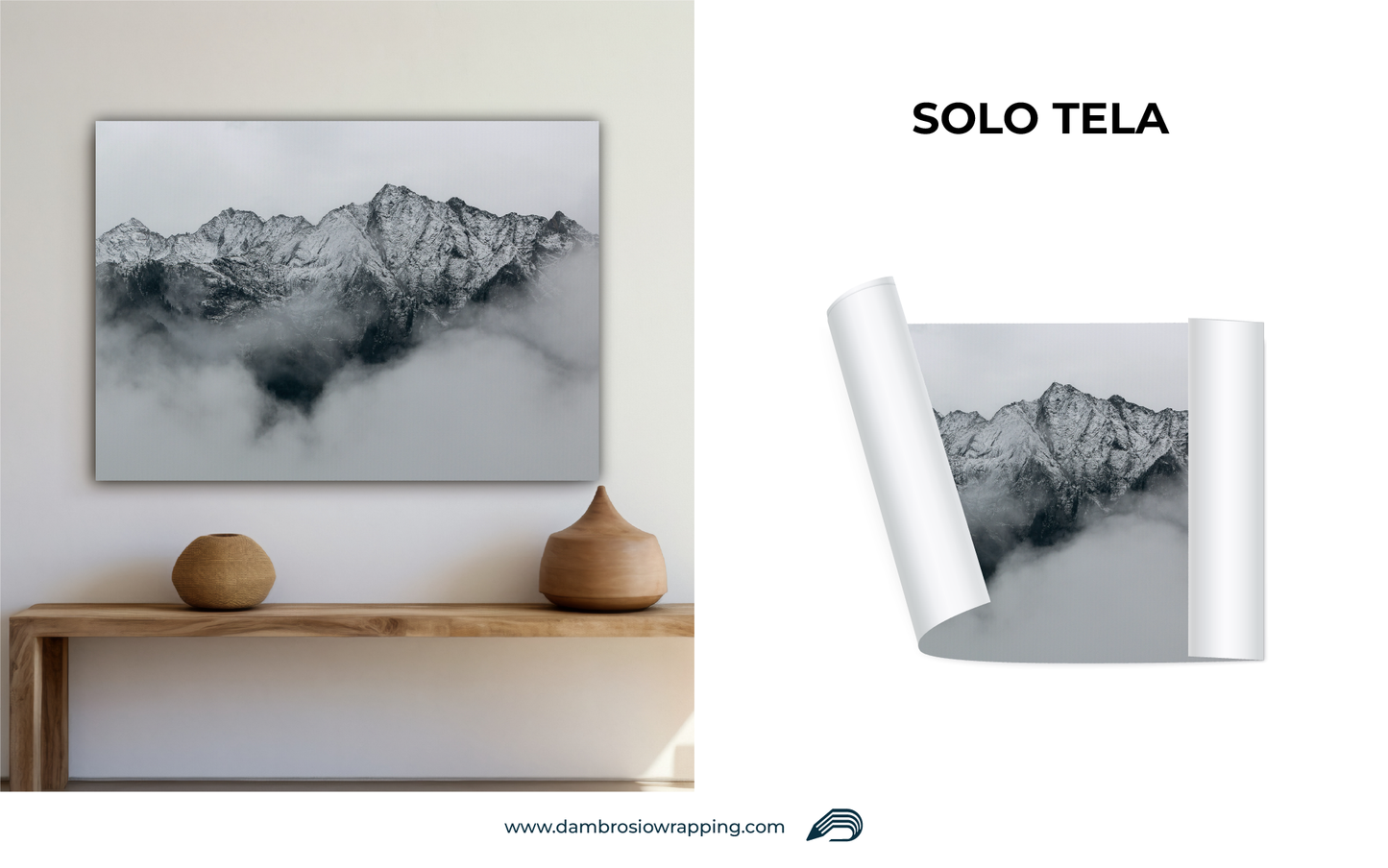 Tela / Quadro Montagna nella Nebbia
