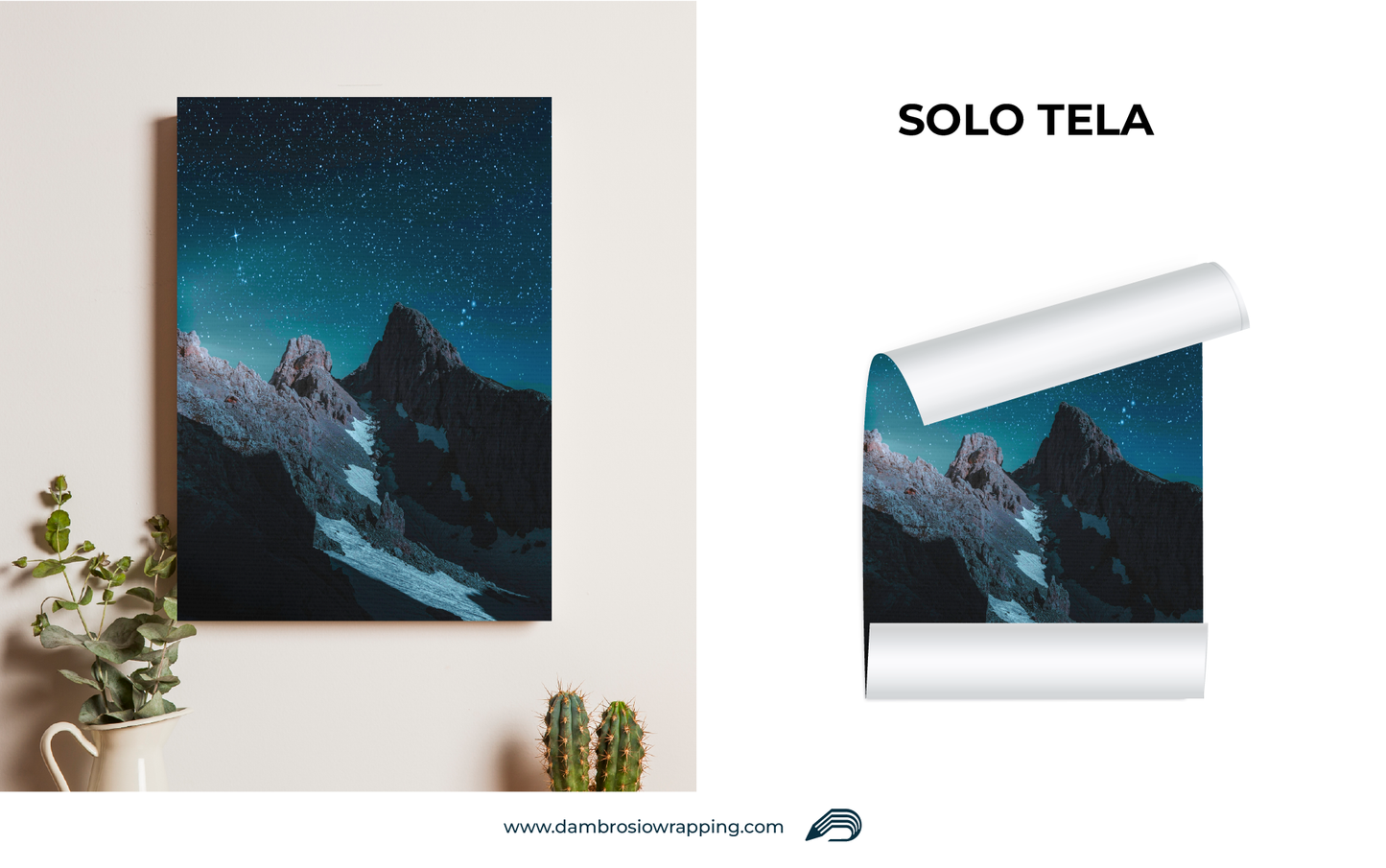 Tela / Quadro Montagne con Cielo Stellato