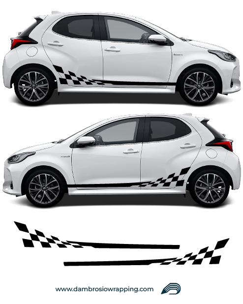 Kit 2 Fasce Adesive Laterali Competizione per Toyota Yaris