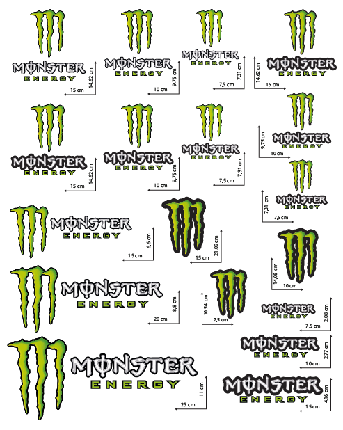 Foglio Kit 18 Adesivi Monster Energy