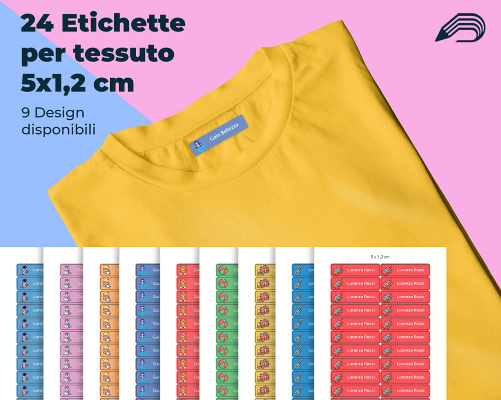 Kit 24 Etichette Adesive Personalizzate per Abbigliamento