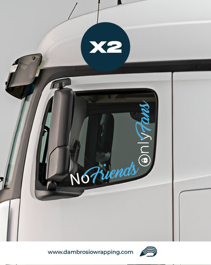 Kit 2 Adesivi per Finestrini Camion - No Friends Only Fans