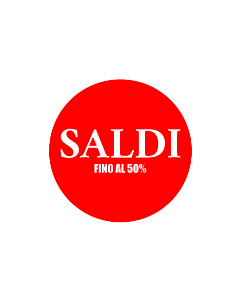 Adesivo "Saldi fino al 50%" con cerchio intagliato