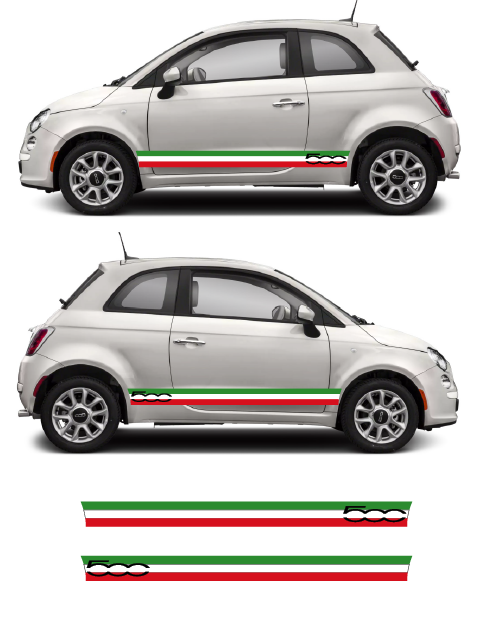 Fasce laterali bandiera italiana con logo Fiat 500