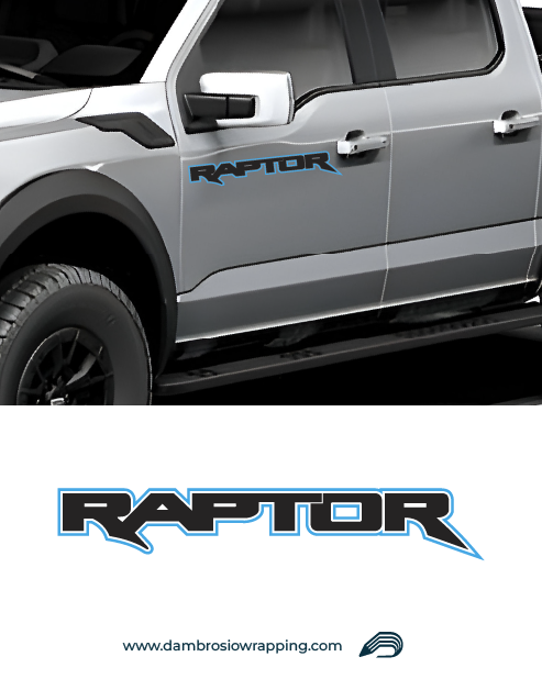 Adesivo scritta Raptor Azzurro