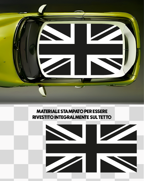 Kit Adesivo Tetto Mini Cooper - Bandiera Inghilterra Nero/Bianco