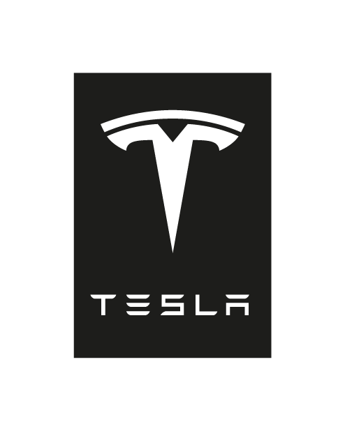 Adesivo Rettangolo Logo Tesla - Nero