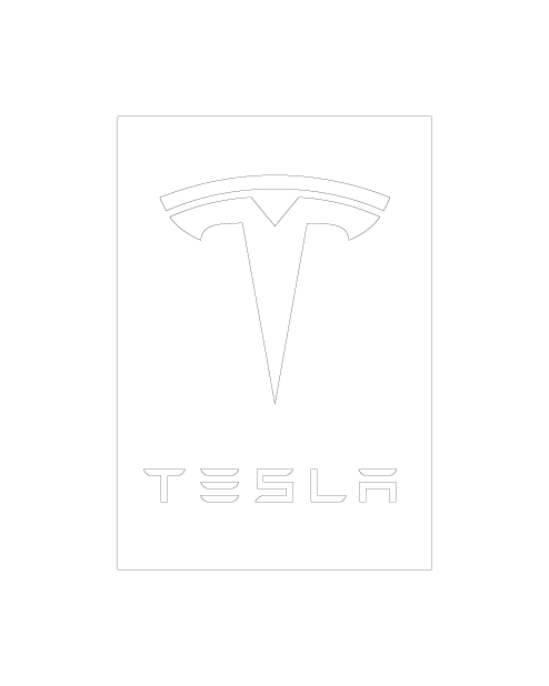 Adesivo Rettangolo Logo Tesla - Bianco