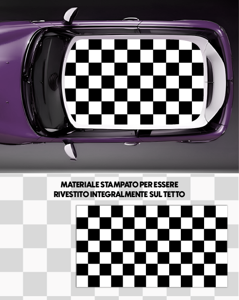 Kit Adesivo Tetto Mini Cooper - Scacchiera Bianco/Nero