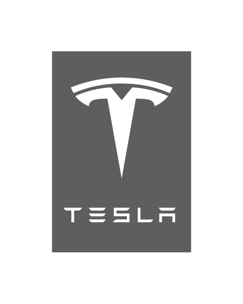 Adesivo Rettangolo Logo Tesla - Grigio