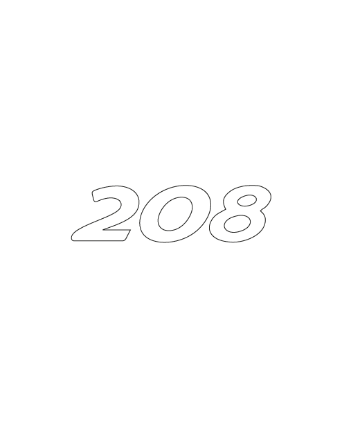 Adesivo Logo "208" Peugeot - Bianco