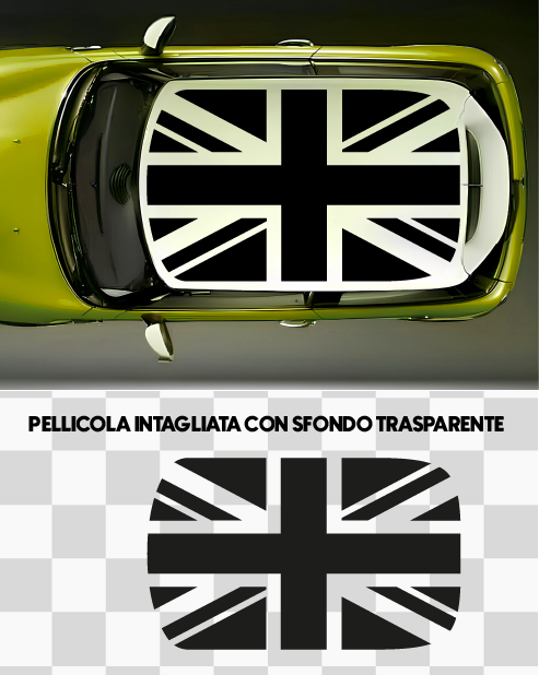 Kit Adesivo Tetto Mini Cooper - Bandiera Inghilterra Nero/Bianco