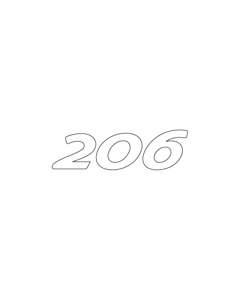 Adesivo Logo "206" Peugeot - Bianco