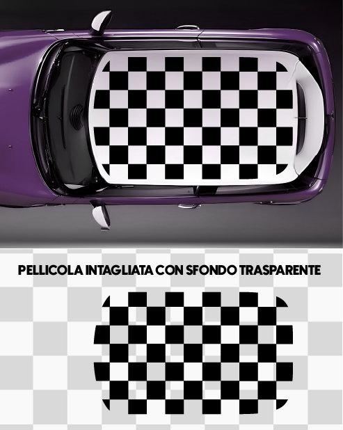 Kit Adesivo Tetto Mini Cooper - Scacchiera Bianco/Nero